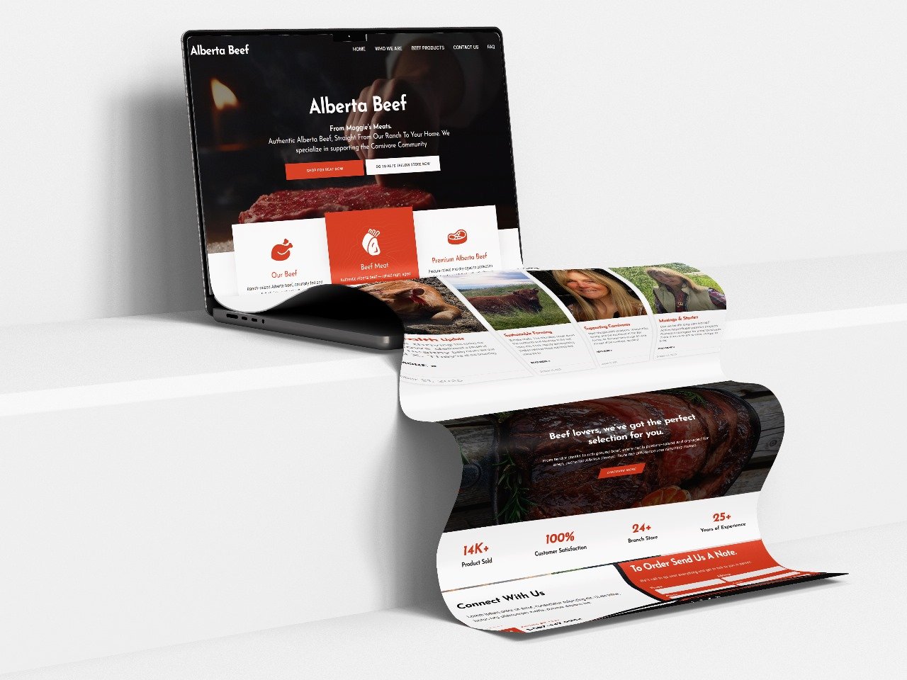 Alberta Beef website mockup — ecommerce storefront for a ranch-to-home meat delivery brand